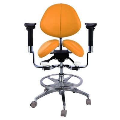 Ergonomic Split Saddle Seat Dentist Stool Luxury Micro Fiber Leather Dental Swivel Saddle Chair