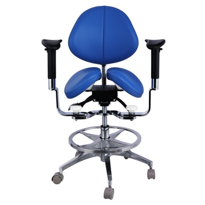 Ergonomic Split Saddle Seat Dentist Stool Luxury Micro Fiber Leather Dental Swivel Saddle Chair