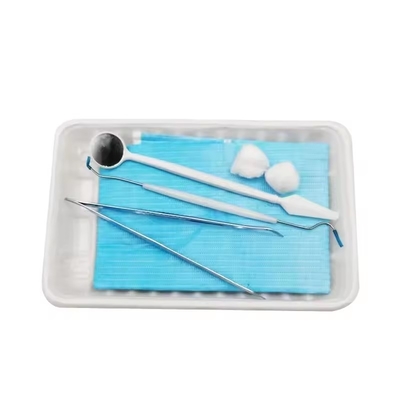 Disposable dental instrument kit with mirror/tweezer/probe/bib//tray good price dental examination kit