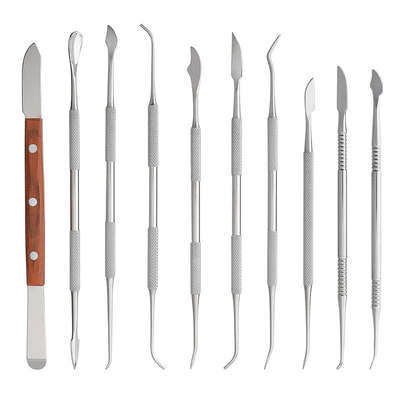 Double-Ended Dental Sculpture Knife Stainless Steel 10pcs/ Set Dental Wax Carving Tools