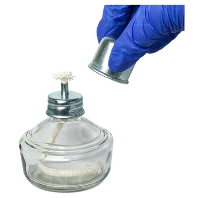 Dental Lab Glass Alcohol Burner 120ml Spirit Lamp Metal Cap Alcohol Burner Lamp With Woven Wick
