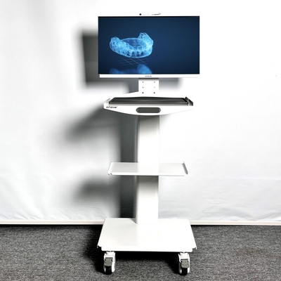Dental Clinic Instrument Trolley With Socket Stainless Steel Oral Scan Mobile Cart With 24 Inch Screen