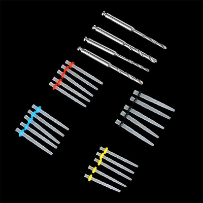 Dental Straight Screw Tapered Endodontics Spiral Fiber Post With Drills 20 Posts And 4 Drills Dental Glass Fiber Post