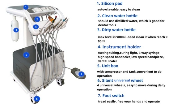 Dentist Cart Unit Mobile Treatment Sets for Dental Surgery Low Noise Dental Mobile Turbine 550W Dental Movable Trolley