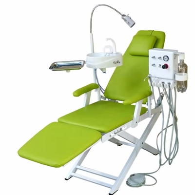 Light Weight Dental Portable Chair Unit Mobile Folding Chair with Led Light Work with Portable Turbine Unit