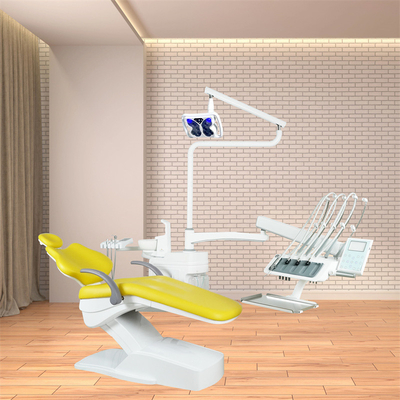 Anzhe Factory New Design Dental Chair Unit with Teeth Whitening Function Operation Light Underhung Yellow PU Dental Unit