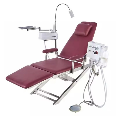 Light Weight Foldable Dental Chair With Hanging Turbine Mobile Dental Treatment Chair With 550W Portable Air Compressor