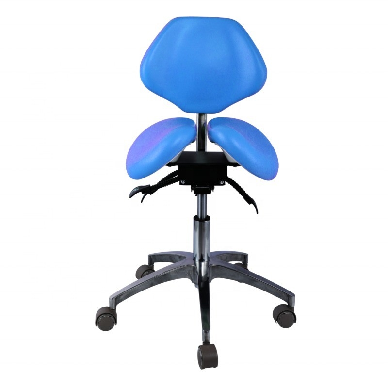 Unique Dentist Stool Blue Color Barber Shop Chair Comfortable Dental Twin Saddle Stool