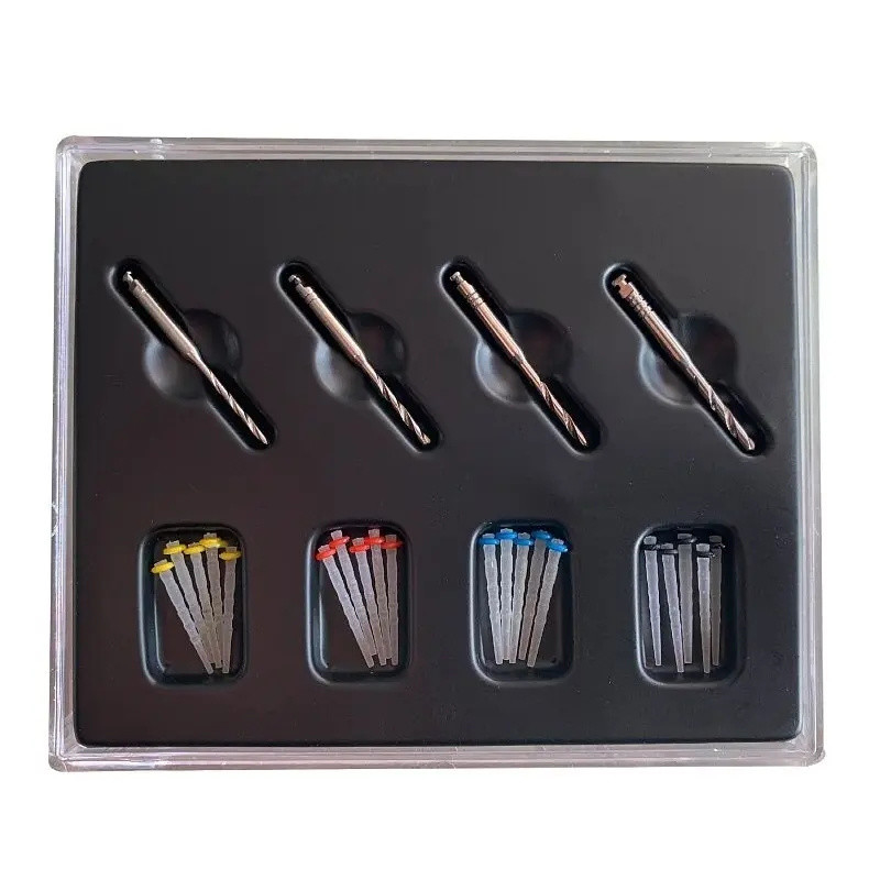 Dental Straight Screw Tapered Endodontics Spiral Fiber Post With Drills 20 Posts And 4 Drills Dental Glass Fiber Post