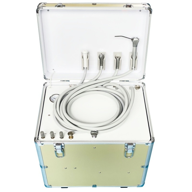 Portable Dental Delivery Unit With Air Compressor System 550W Mobile Dental Unit Suitcase Mini Dental Treatment Turbine