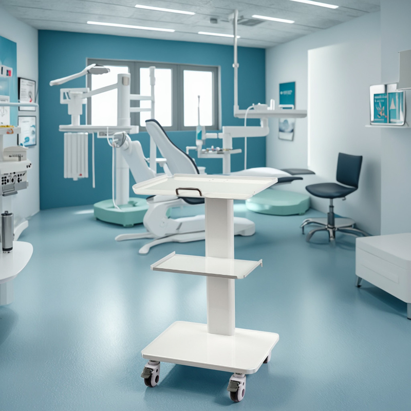 Stainless Steel Dentist Cart Multi-Function Mobile Lab Cart with Built-in Socket 3 Layers Mobile Trolley
