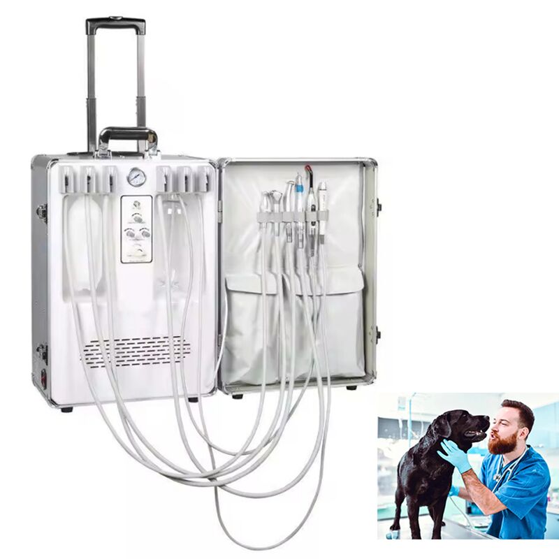High-Quality Animal Tooth Treatment Mobile Dental Unit | Luggage-Style Vet Portable Unit with Full Instrument Set Air Compressor