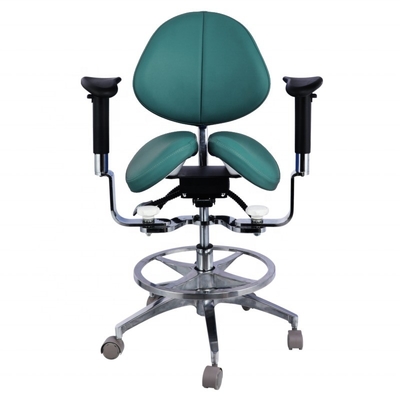 Ergonomic Split Saddle Seat Dentist Stool Luxury Micro Fiber Leather Dental Swivel Saddle Chair