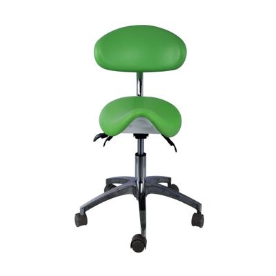 Good price 5 Universal Wheels Dentist Stool Green Color Metal Base Dentist Saddle Chair online