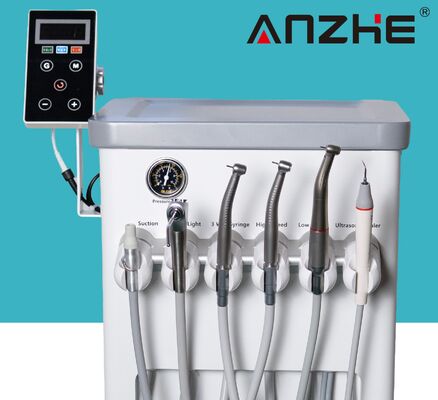 Good price Portable Dental Unit with Electric Motor AP202 Mobile Dental Trolley with 16:1 1:5 20:1 Contra Angle Woodpecker Scaler LED Curing Light online