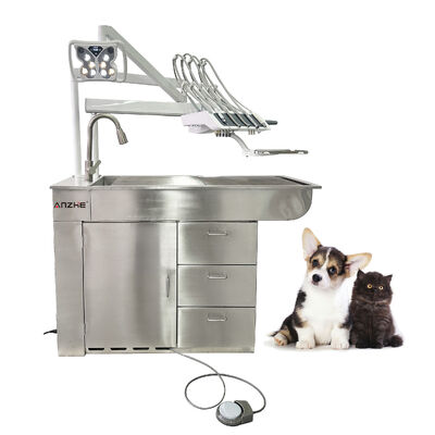 Factory Direct Veterinary Dental Unit with LED Whitening Lamp 32L Oil Free Compressor Stainless Steel All in One Veterinary Dental Workstation