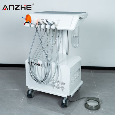 Portable Dental Unit with Built-in Air Compressor Ultrasonic Scaler LED Curing Light High Low Speed Handpiece Mobile Dental Treatment Cart Compact Dental Workstation for Dental Clinic