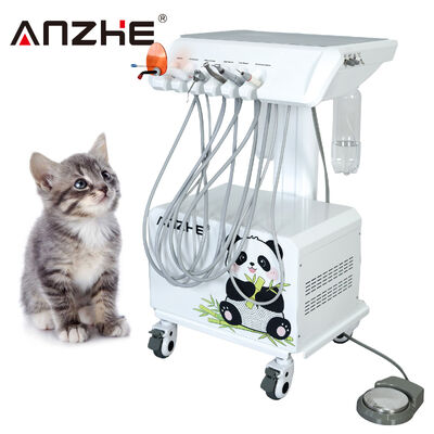All in One Portable Veterinary Dental Unit with Air Compressor Ultrasonic Scaler LED Curing Light Suction System Mobile Pet Dental Equipment for Animal Hospital