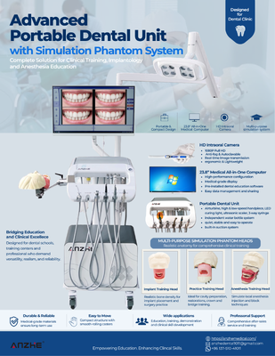 Portable Dental Training Unit with 23.8 Inch All in One Computer HD Intraoral Camera Phantom Head for Implant Anesthesia and Dental Education