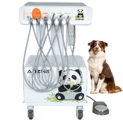 Portable Veterinary Dental Unit with Built-in Air Compressor Ultrasonic Scaler LED Curing Light Suction System Mobile Animal Dental Equipment