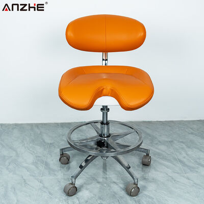 Adjustable Saddle Dental Stool Medical Operator Chair with Microfiber Leather Upholstery and Aluminum Alloy Base