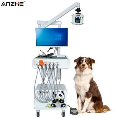 Portable Veterinary Dental Unit with X Ray Machine Digital Sensor HD Intraoral Camera Touch Screen Computer and Air Compressor for Animal Dental Clinics