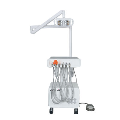 Portable Dental Unit with LED Lamp Built-in Silent Air Compressor Mobile Dental Treatment Cart for Clinic