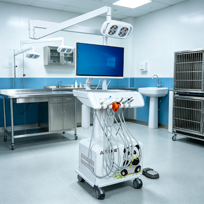 Portable Veterinary Dental Unit with 8-Bulb LED Lamp  Built-in Air Compressor for Vet Clinic