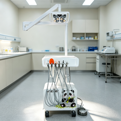 Good price Mobile Veterinary Dental Trolley with Butterfly Multi-Color LED Lamp, Built-in Silent Oil-Free Air Compressor and Woodpecker Ultrasonic Scaler online