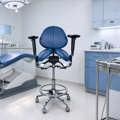 Luxury Ergonomic Dental Stool with Adjustable Height 360-Degree Rotation and Split Saddle Seat for Clinics
