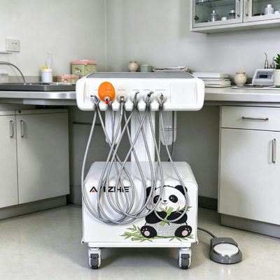 Mobile Veterinary Dental Workstation 550W Oil Free Air Compressor Portable Pet Dental Unit With Suction And LED Curing Light