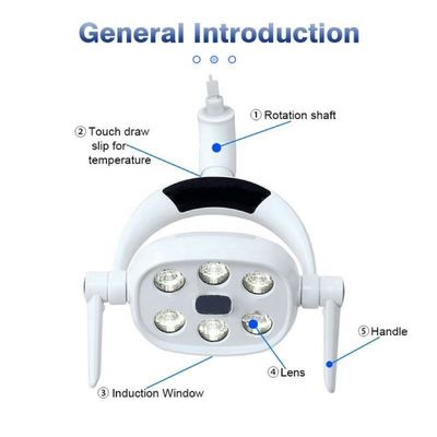Led Dental 6 LED Dental Surgery Light - 30000 Lux Shadowless Oral Lamp